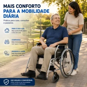 Cadeira De Rodas Dobrável Aço Resistente Desmontável 120kg - Imagem 5