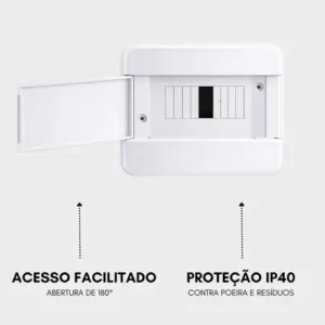 Quadro de Distribuição 4 disjuntor DIN elétrica sobrepor Forceline Branco - Imagem 6