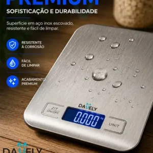 Balança Digital Cozinha eletrônica Touch 10kg Inox Display Led LCD culinária Fitness pesagem alimentos para dieta portátil alimentar Foods Comida Profissional Domestico Confeitaria Nutricional Davely. - Imagem 4