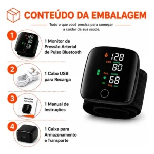 Aparelho De Pressão Digital Pulso Portátil Recarregável Usb - Imagem 7