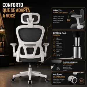 Cadeira Escritório Ergonômica Maat Brand Suporte Lombar Nr17 - Imagem 7
