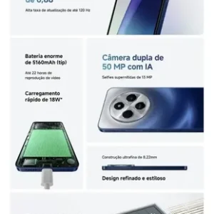 Xiaomi Redmi 14c 4G 256 GB 8 GB RAM dual sim cor preto - Imagem 5