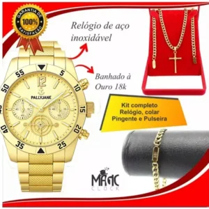Relogio Masculino Presente Conjunto Corrente Especial Top - Imagem 4