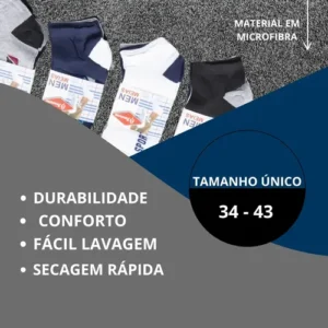 Kit 12 Pares Meia Masculino Cano Curto Soquete Varias Cores - Imagem 5