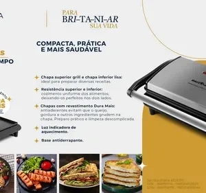 Sanduicheira elétrica Britânia Press BGR27I cor preto inox - Imagem 10