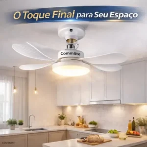 Ventilador de Teto 60W Silencioso Lâmpada Forte com LED, Controle e 6 Pás Soquete E27 Para Residencial Comercial Interno Externo Quarto Sala Cozinha Escritório Gourmet Apartamento Casa - Commlite - Imagem 9
