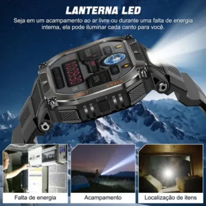 Smartwatch Relógio Inteligente Gps Chamadas Bluetooth Novante Masculino Feminino Moda Esportivo Digital Preto Ipx8 Água Tela Hd 1.83 480mah Android Ios Notificações Instantâneas Com Lanterna Bússola - Imagem 5