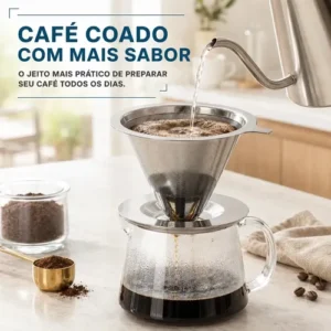 Filtro Permanente Café 103 Aço Inox Reutilizável Coador Universal Malha Fina Lavável Sem Papel Alta Durabilidade Premium - Imagem 8