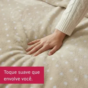 Cobertor Casal Poá 2,00x1,80 Manta Luxo Toque Extra Macio Efeito Aveludado Sofá Cama Decoração Premium Cor Bege - Imagem 5