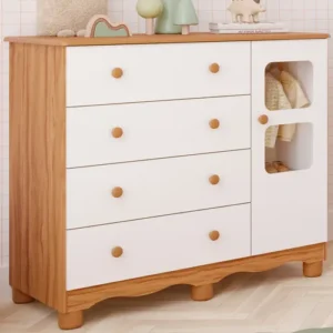 Cômoda Infantil Peroba Uli 4 Gavetas 1 Porta MDF Multicolorido - Imagem 5