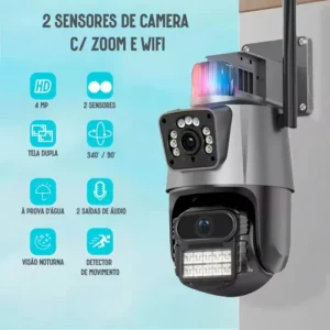 Câmera Segurança Wifi Ip Lente Dupla 2x 3mp Externa 360° A prova Dágua Cor Cinza - Imagem 3
