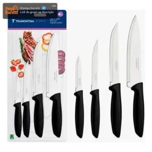 Jogo Facas Tramontina Kit Conjunto Faca Cozinha Churrasco 4p - Imagem 1
