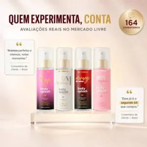 Kit 4 Body Splash Feminino Perfume 200ml Desodorante Colônia Corporal Alta Fixação Para Dia & Noite - Imagem 9