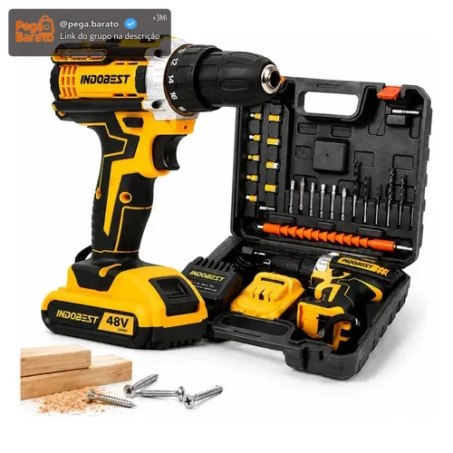 Parafusadeira Furadeira Sem Fio 48v 2 Baterias 340w Bivolt