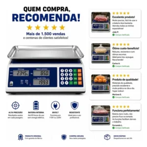 Balança Comercial Digital 40kg Alta Precisão Bateria Precisa - Imagem 5