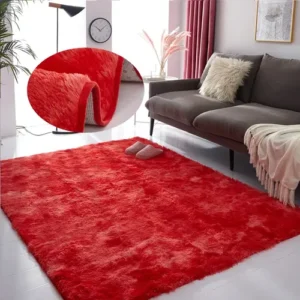 Tapete 2.00x1.50 Casa Laura Enxovais Shaggy Felpudo Para Quarto Sala Luxo Vermelho - Imagem 5