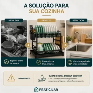 Escorredor De Louça Inoxidável 2 Andares Drenagem Automática Bandeja Grande 360o Organizador Pia Com Porta Pratos Tigelas Talheres Copos - Imagem 7