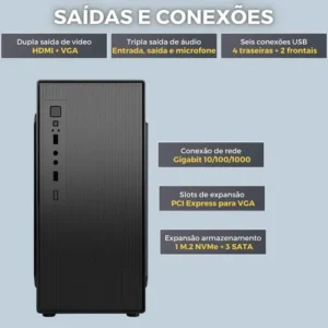 Computador Completo Intel Core i3, 8GB RAM, SSD 120GB, Monitor LED 19" HDMI, Windows 10 Pro - 2Eletro Lite CD2E-LI106 - Imagem 2