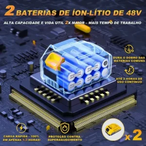 Soprador Portátil De Folhas Aspirador 2 Baterias 48v Bivolt - Imagem 6