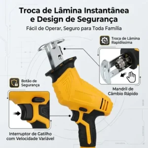 Serra Sabre Eletrica Osso Cortar Carne 2 Baterias 48v - Imagem 5