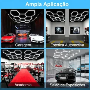 Iluminação Led Hexagonal Colmeia 8 Células Branco Frio Teto - Imagem 5