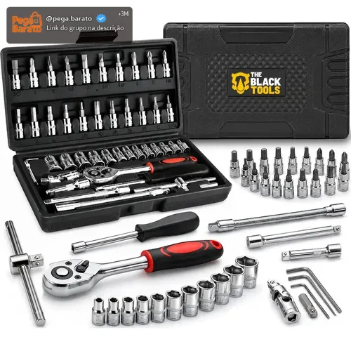 Jogo De Soquete Catraca Chave Allen Kit C/ Maleta 46 Peças