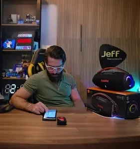 Caixa De Som Basike Ba-RAD207 80W Rádio FM Bluetooth 5.3 TWS RGB Bass Boost 9000mAh - Imagem 2