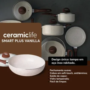 Conj de Panelas 8 Peças Ceramic Life Smart Plus Vanilla - Brinox - Imagem 4