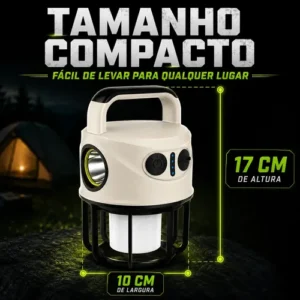 Lampião Lanterna Led Recarregável Usb 2 Em 1 Camping E Pesca - Imagem 10