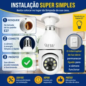 Câmera de Segurança IP Wi-Fi Lâmpada E27 HW 360° Full HD com Visão Noturna e Áudio - HW - Imagem 7