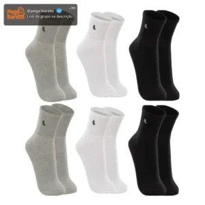 6 Pares Meias Lupo Sport Cano Médio Alto Academia Original - Imagem 1