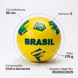 Bola De Futebol Infantil E Adulto Número 5 Brasil Seleção - Imagem 5