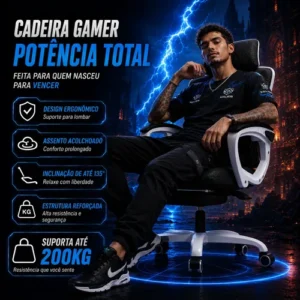 Cadeira Gamer Ergonômica Cadeira Escritorio Gamer 200kg - Imagem 8
