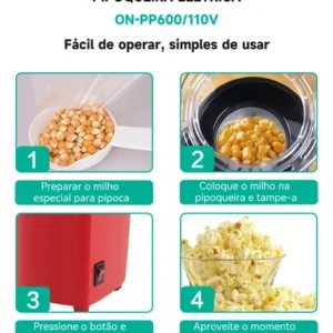 Máquina Pipoca Elétrica Ar Quente Pipoqueira Sem Óleo 28cm - Imagem 6