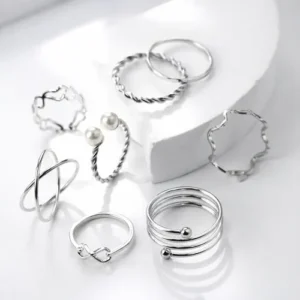 Conjunto Anéis Dourados Femininos Ajustáveis Moda - Imagem 7