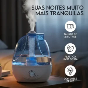 Umidificador De Ar Ultrassónico Bivolt 127v 220v Ambiente Portátil 360° Difusor De Aromas Aromatizador Silencioso Led Rgb Quarto Bebe Com Tanque De Água Grande De 2,5 Litros Grande Risemberg - Imagem 3