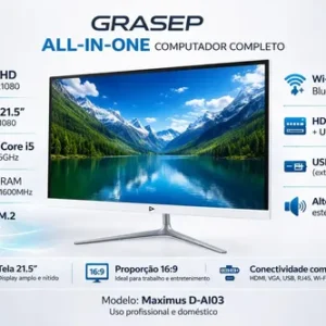 Computador All In One I5 Intel Core 21,5 Ssd 512gb 8gb Ddr3 Branco - Imagem 9