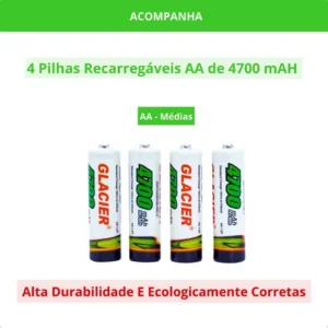Kit 4 Pilhas + Carregador De Pilhas Rápido Bivolt Aa/aaa - Imagem 4