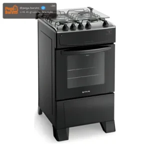 Fogão 4 Bocas Atlas Mônaco Top Com Mesa Inox e Forno de 50 Litros e Acendimento Automático Preto Bivolt - Imagem 1