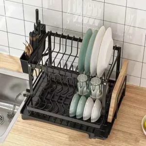 Escorredor De Louça Inox Duplo 2 Níveis Porta Talheres Luxo - Imagem 9