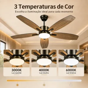 Lynkalat Ventilador Teto Madeira 42 Led Silencioso Ctrl - Imagem 3
