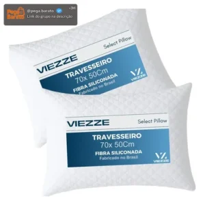 Kit 2 Travesseiros Luxo Matelado Fibra Antialérgica 70x50cm Branco - Imagem 1