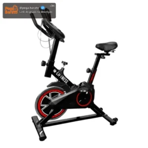 Liftness Bicicleta Ergométrica Fitness SP50PTVM Para Cardio E Musculação Academia Com Base Cor Preto E Vermelho - Imagem 1
