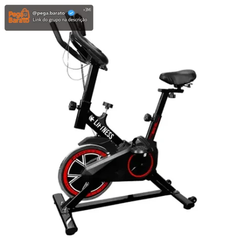 Liftness Bicicleta Ergométrica Fitness SP50PTVM Para Cardio E Musculação Academia Com Base Cor Preto E Vermelho