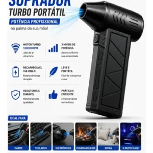 Mini Ventilador Soprador Ar Turbo 130000rpm Assoprador Sem Fio Recarregável Usb 3 Níveis Jato Forte Portátil Multiuso Limpeza Teclado Carro Acende Churrasqueira Davely - Imagem 3