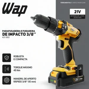 Parafusadeira e Furadeira de Impacto 3/8" WAP K21 ID02 2000 mAh - Imagem 7