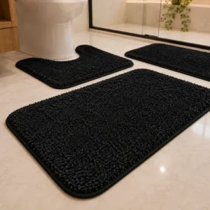 Conjunto Banheiro 4 Peças Tapete Preto Jogo Banheiro Oferta! - Imagem 6