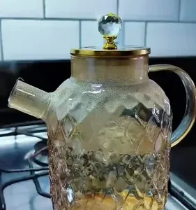 Conjunto De Chá Vidro Âmbar 5 Peças Bule 1,8l Com 4 Xícaras - Imagem 11