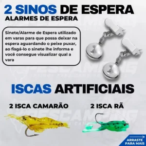 Pescamping Kit Pesca Completo 2 Varas Fibra De Vidro E 2 Molinetes Leve Com Linha Estojo E Maleta Com Acessórios - Tralha de Pescaria - Imagem 9
