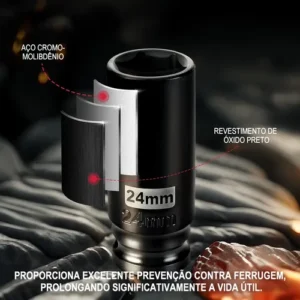 Jogo Soquetes De Impacto 1/2 Longos 35 Peças 8 A 32mm Dobevi - Imagem 4